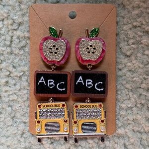 Apple, ABC and School Bus Teacher Earrings